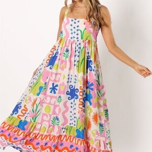 Maxi Dress by Anthropologie Paper Heart in Aztec Design Size Large